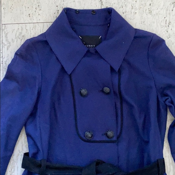 Navy Blue Military Style Wool Blend Coat - Picture 2 of 11